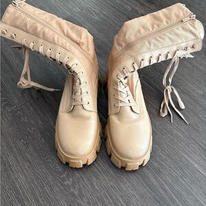 Marc Fisher Beige Lace-Up Boots